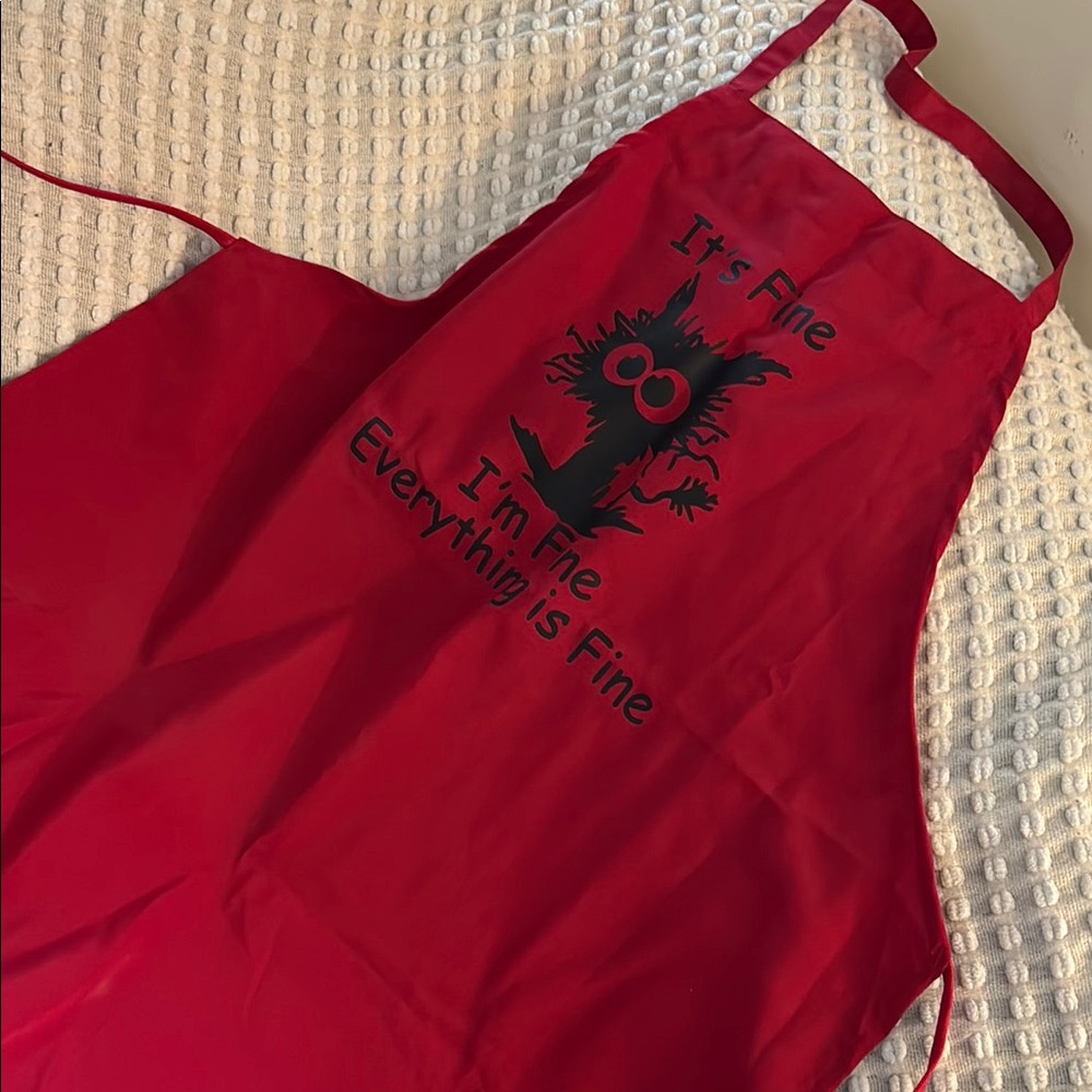 Red Apron with Fun Print